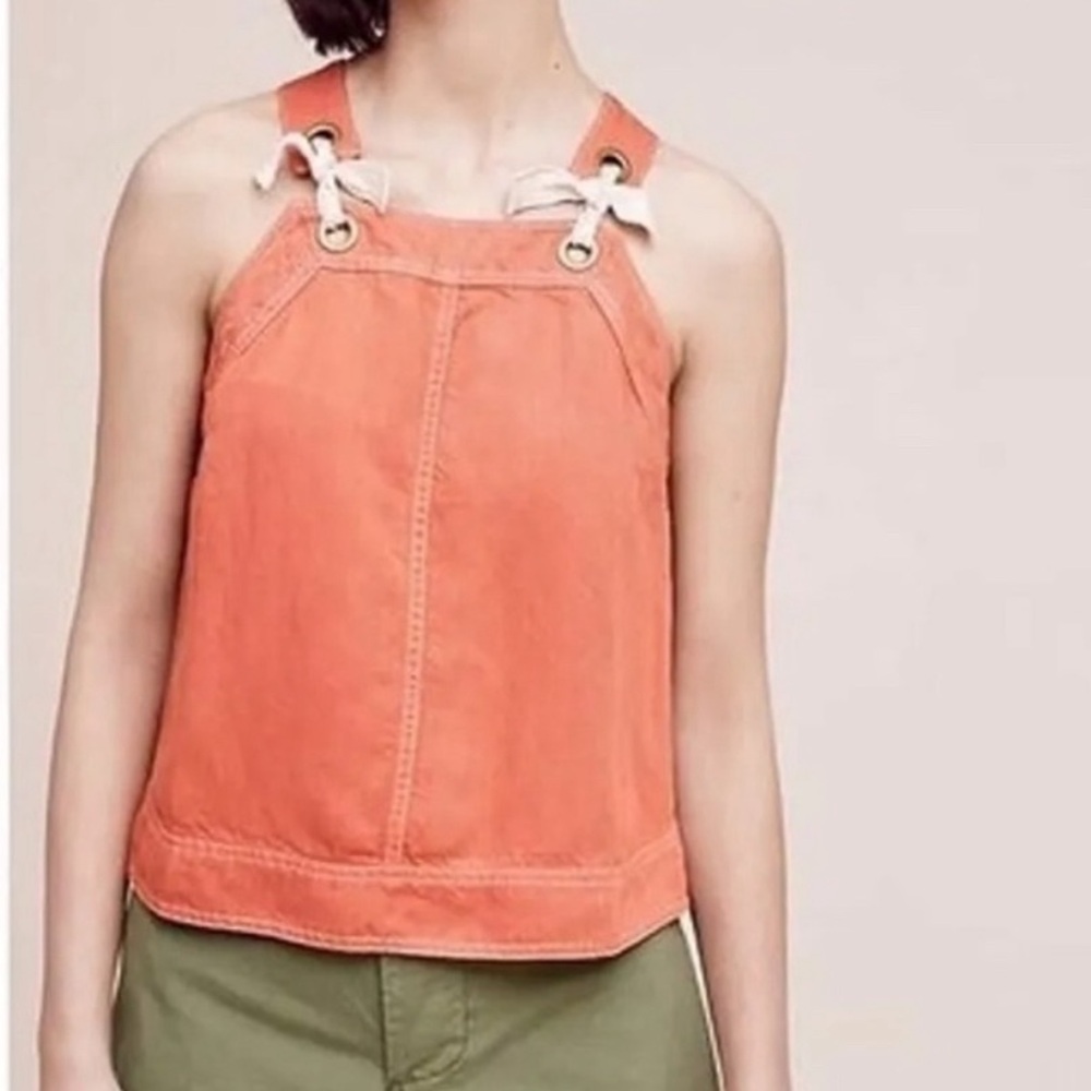 Anthropologie Maeve Coral Top with bows